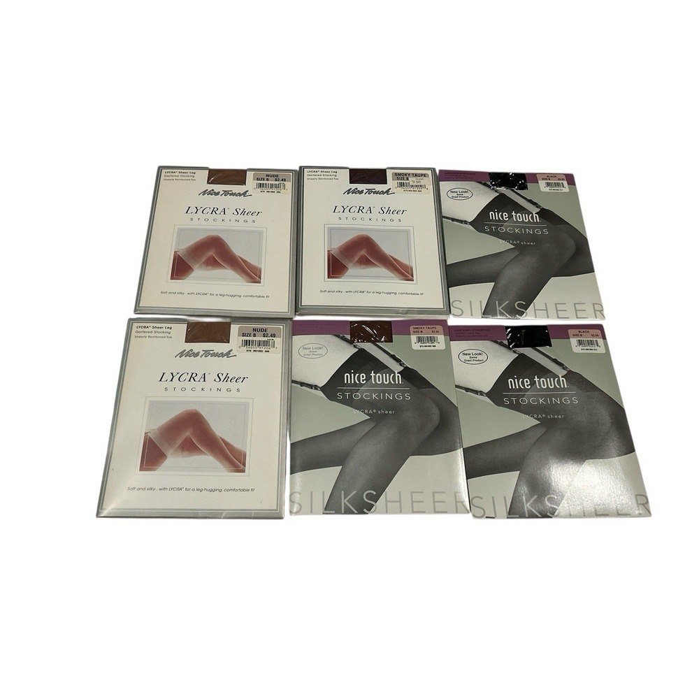 VTG Nice Touch Pantyhose Tights Panties  Lot of 6 Various Colors‎ Size B